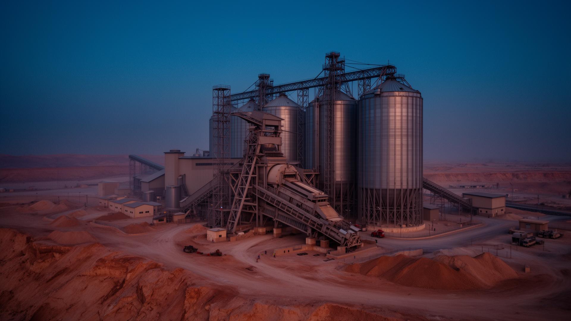 Zarrin Melas multi-crop extraction facility and steel storage silos at dawn — cane and sugar beet streams